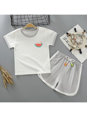 【6M-5Y】Boys Round Neck Short Sleeve Cartoon Print Suit