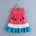 【18M-7Y】Girls Cute Contrast Stitching Doll Collar Sleeveless Dress - 3387