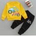 【18M-7Y】2-piece Boys Casual Digger And Shovel Print Round Neck Long Sleeve Sweatshirt And Pants Set