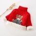 【18M-9Y】Kids Fashion Bear Pattern High Quality Fleece Thickened Funnel Neck Sweater - 9108