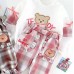 【12M-5Y】2-piece Girls Cute Bear And Letter Print Round Neck Long Sleeve Sweatshirt And Plaid Pants Set - 34423