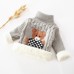 【18M-9Y】Kids Fashion Bear Pattern High Quality Fleece Thickened Funnel Neck Sweater - 9108