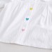 【12M-5Y】2-piece Girl White Heart-shaped Embroidered Doll Collar Long Sleeve Shirt And Colorblock Jeans Set - 34409