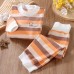 【9M-5Y】2-piece Unisex Keep Warm Colorful Stripe Print Long Sleeve Pajamas Set