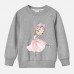 【12M-9Y】Girl Cotton Stain Resistant Ballerina Girl Print Long Sleeve Sweatshirt - 7206