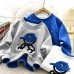 【3Y-12Y】2-piece Boys Bear Embroidery Long-sleeved Sweatshirt And Pants Set - 4446