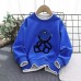 【3Y-12Y】2-piece Boys Bear Embroidery Long-sleeved Sweatshirt And Pants Set - 4446