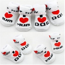 0 To 6 Months Soft Newborn Feet Accessories Baby Toddler Lovely Boys Girls Cotton Rubber Mom Dad Socks