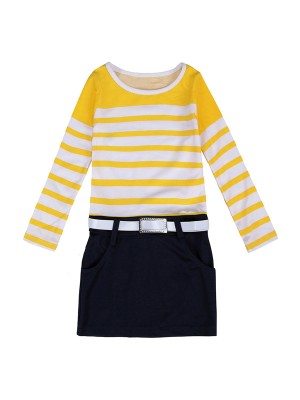 BEINGQ Toddler Baby Kids Girls Stripe long Sleeve Party Short Dress Clothes Belt