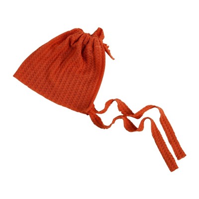 Elastic Fabric Newborn Baby Cute Cap with Strap  Red