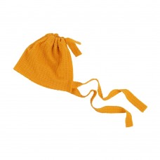 Elastic Fabric Newborn Baby Cute Cap with Strap  Yellow