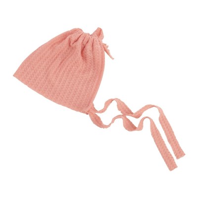 Elastic Fabric Newborn Baby Cute Cap with Strap  Light Pink