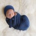 Elastic Fabric Newborn Baby Cute Cap with Strap  Dark Blue