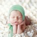 Elastic Fabric Newborn Baby Cute Cap with Strap  Light Green