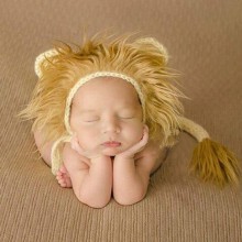 Newborn Photography Little Lion Wool Cartoon Hat and Tail Props For 0  2 Month  Hat   Tail