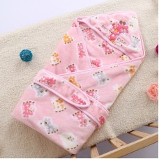 93 93cm Newborn Baby Wrapped Spring Autumn Winter Supplies Thick Warm Flannel Quilt Towel  Pink Giraffe