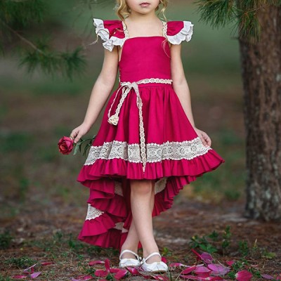 Girls Children Lace Patchwork Sleeveless Princess Dress